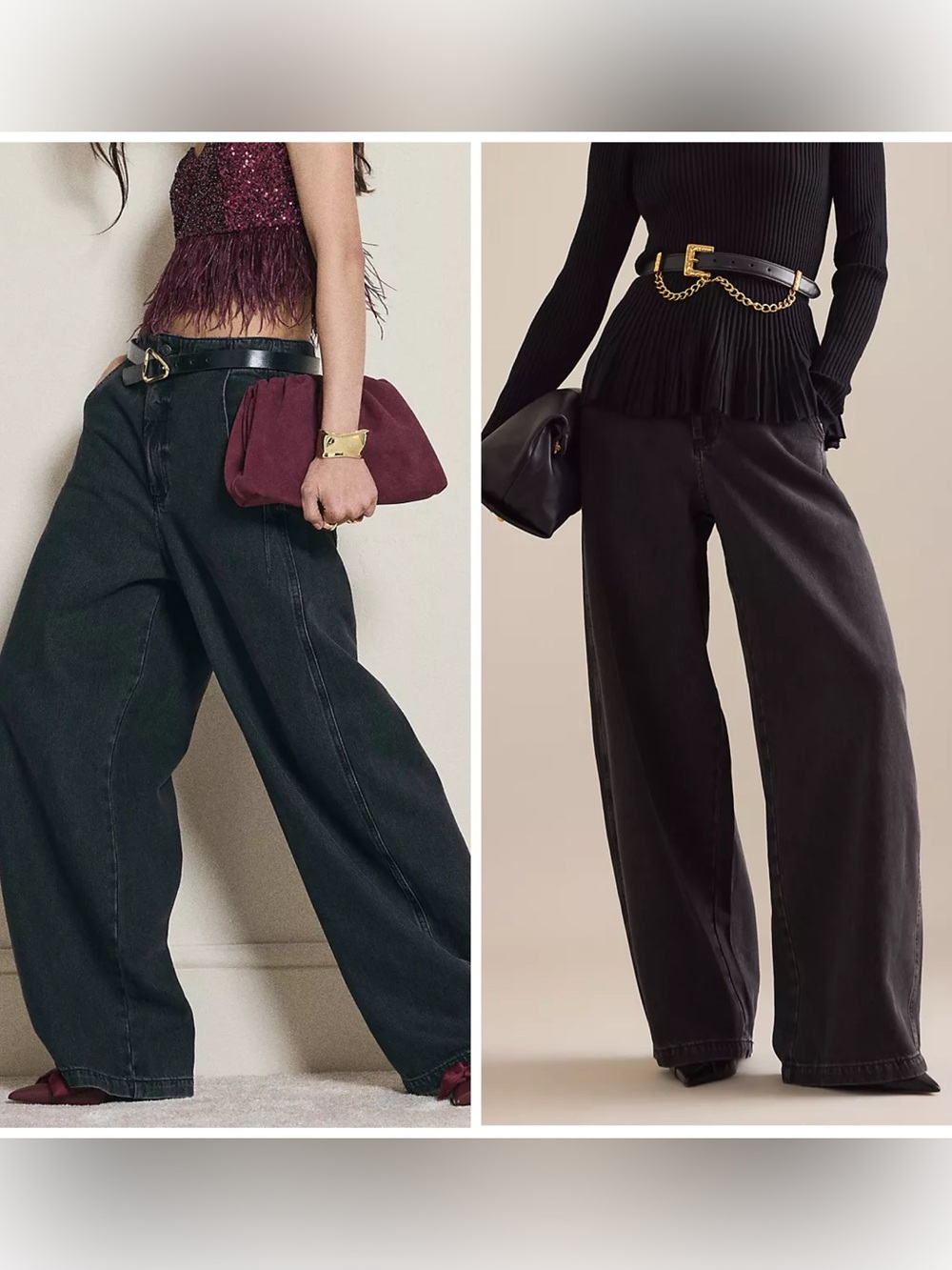 Anthropologie Pistola Lottie High-Rise Relaxed Wide Bowed-Leg Jeans Black 31 NEW